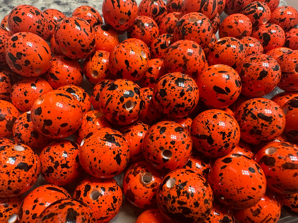 20mm Red Splatter Crackle Acrylic Bubble Gum Bead