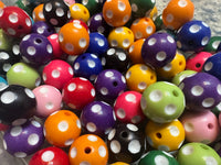 20mm Rainbow Polka Dot Acrylic Bubble Gum Bead