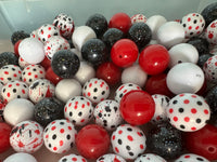 20mm Red Black and White Casino Acrylic Bubblegum Bead