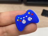 Deep Blue Video Game Controller Silicone Focal Bead