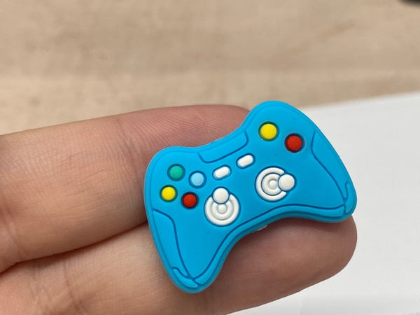 Blue Video Game Controller Silicone Focal Bead