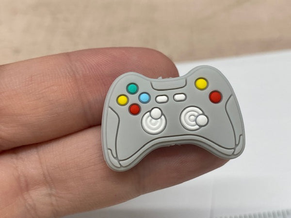 Gray Video Game Controller Silicone Focal Bead