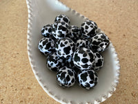 20mm Black Moo Cow Acrylic Bead