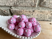 20mm Pink Polka Dot Acrylic Bead