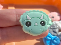 Green Triceratops Dinosaur Head Silicone Focal Bead