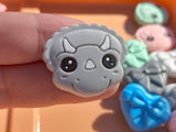 Gray Triceratops Dinosaur Head Silicone Focal Bead