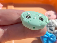 Green Triceratops Dinosaur Head Silicone Focal Bead