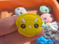 Yellow Triceratops Dinosaur Head Silicone Focal Bead