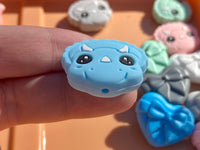 Blue Triceratops Dinosaur Head Silicone Focal Bead