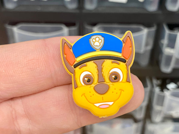 Brownish Police Dog Chase Silicone Focal Bead